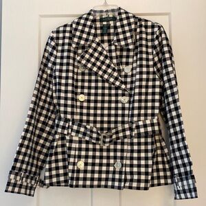 Lauren Ralph Lauren Double Breast Belted Gingham Plaid Trench Coat